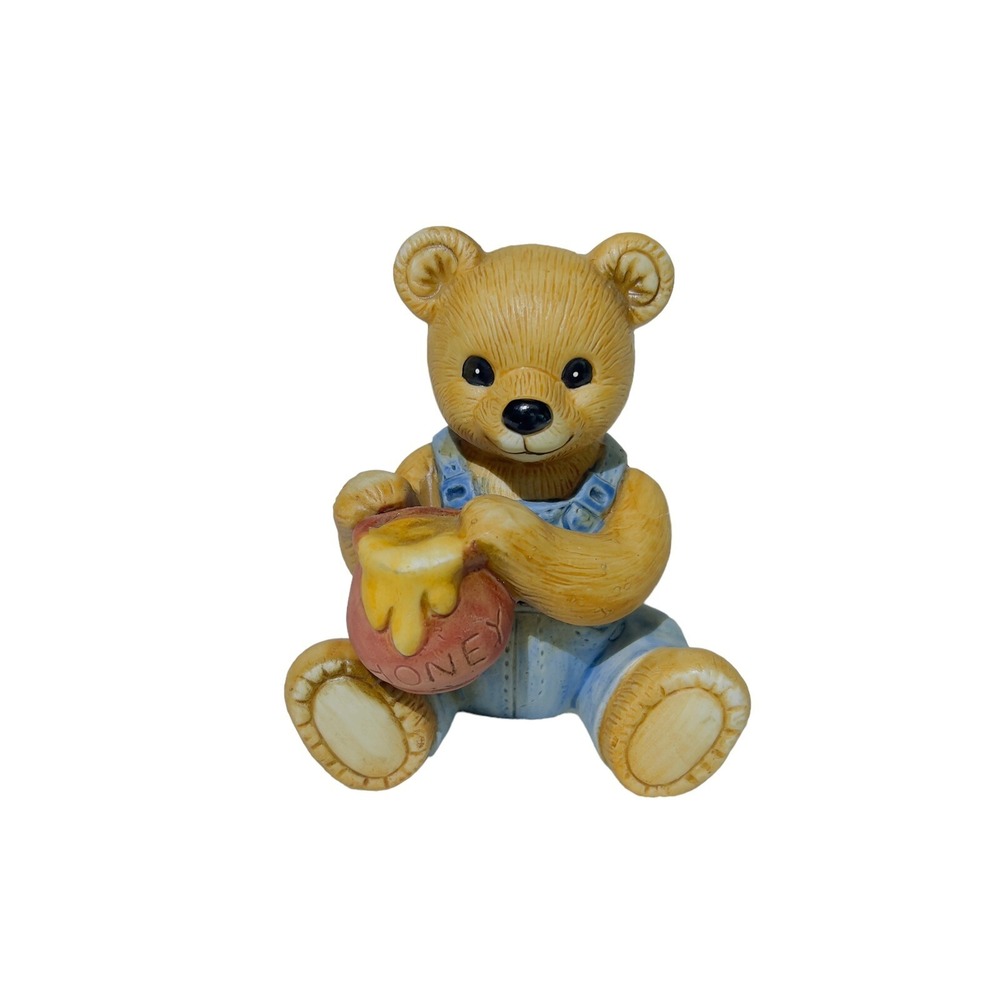 VTG 1980's HOMCO Porcelain 4" Teddy Bear with Honey Pot‎ #1425- Made In Taiwan
